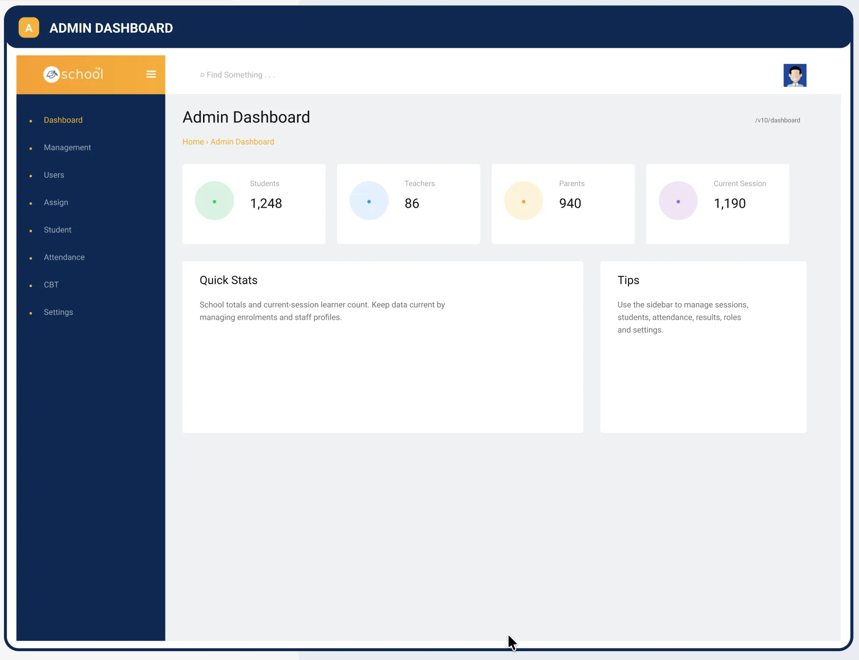 School Admin Web Dashboard