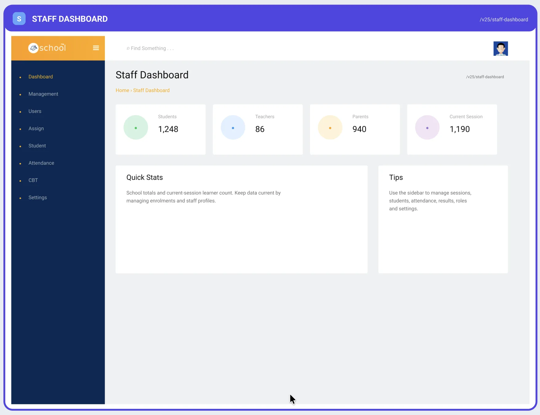 School Staff Web Dashboard