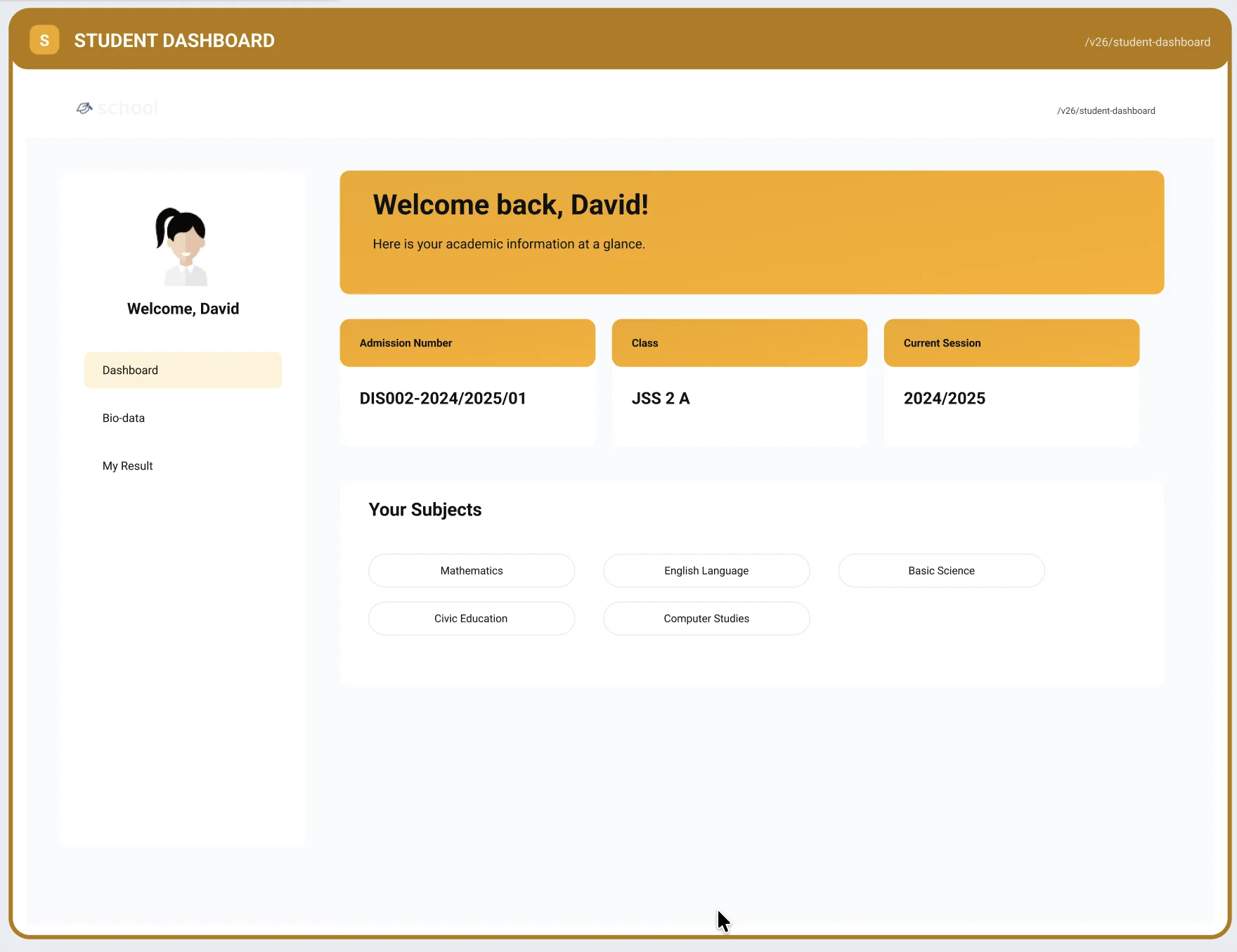 School Student Web Dashboard